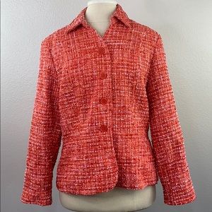 Coldwater creek orange tweed jacket, size 12P